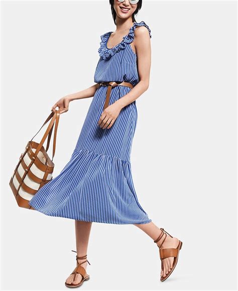 michael michael kors striped ruffled dress regular & petite|Michael Michael Kors Ruffled Dress .